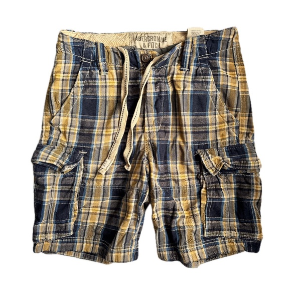 Abercrombie & Fitch Plaid Cargo Shorts - Size 30, 9" Inseam - Picture 1 of 4